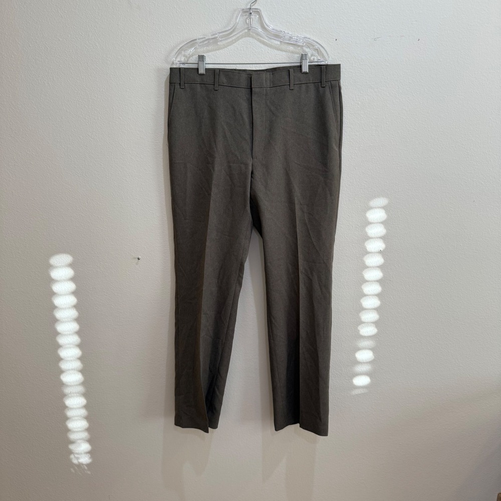 Vintage Levis Action Slacks Mens 37x29 Brown Gray Straight Leg Dress Pants USA